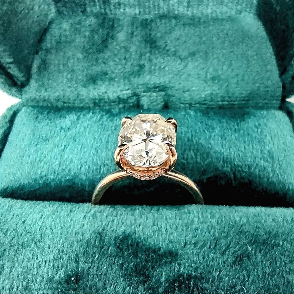 3 Ct Oval Moissanite 10k Rose Gold Solitaire Engagement Ring for Women Size 5 - Picture 2 of 12